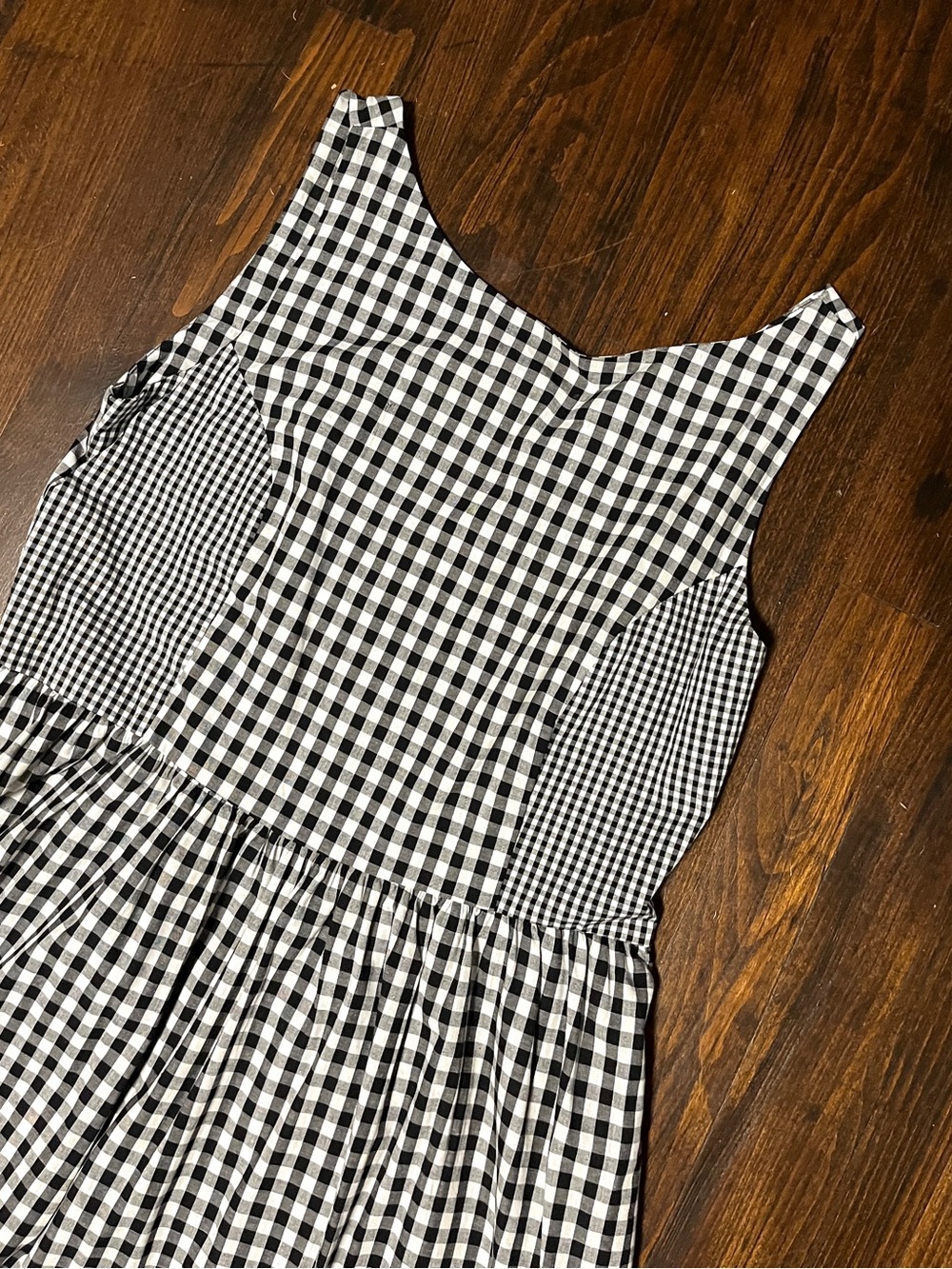 Tuesday of California Pinafore Dress in Black & White Gingham - Size Medium - Picture 8 of 10